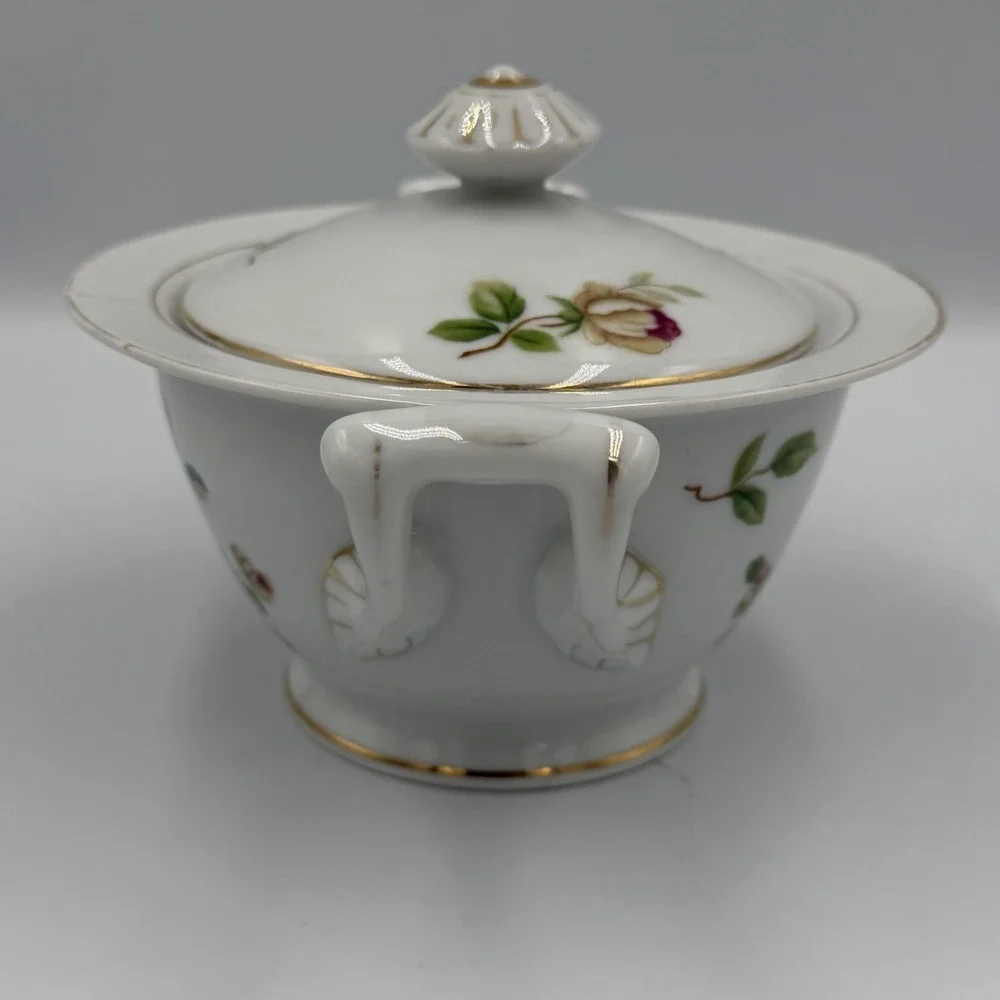 Vintage Lynmore Golden Rose Fine China Japan Lidded Sugar Bowl Porcelain